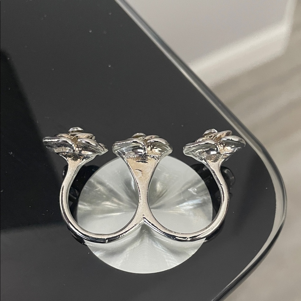 Multi Finger Silver Rose Ring Trio - Picture 3 of 5